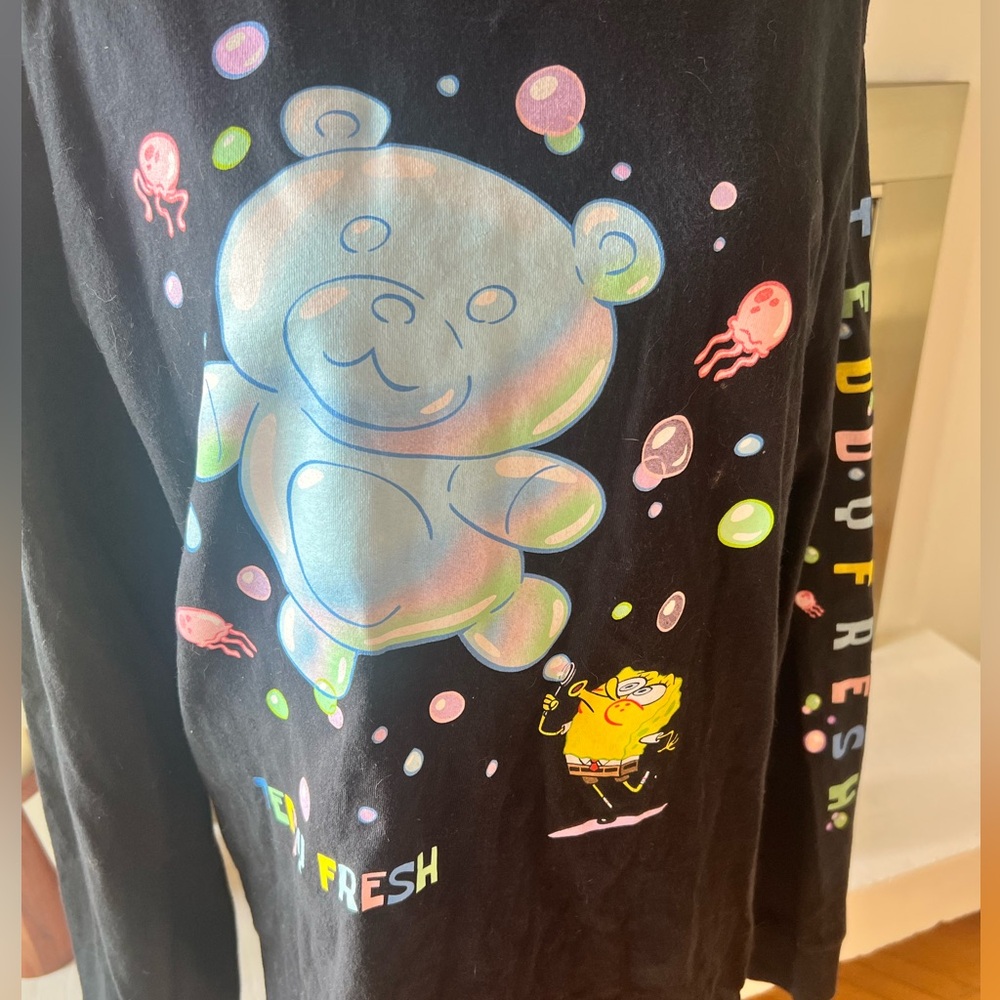 Teddy Fresh x Spongebob Black Long Sleeve Graphic Tee - Picture 2 of 7